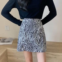 women new fashion half length skirt summer outer wear bag hip skirt high waist slimming zebra pattern skirt