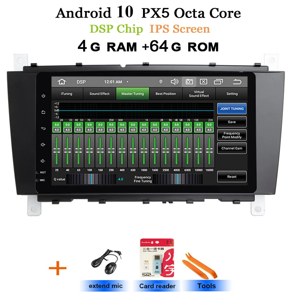 Android PX5 4G-64G DSP ips Android 10 автомобильный стерео радио для Mercedes/Benz W203 W209 C180 C200 C220 C230 C240 C250, " gps автомобильный головное устройство плеер - Цвет: Android PX5 4G-64G