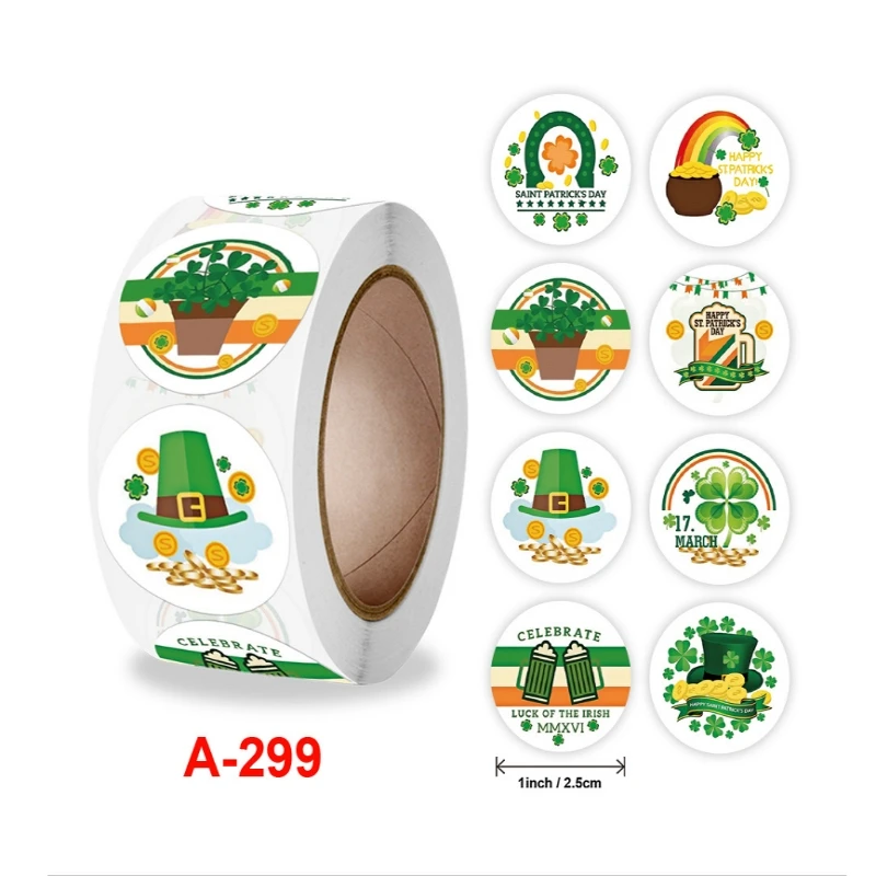 

500pcs St. Patrick's 4 Leaf Irish National Day Sticker Sealing Gift Decoration sticker
