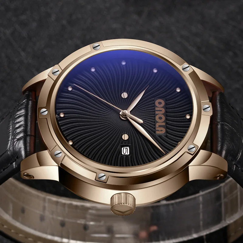 Часы наручные ONOLA мужские с ремешком из натуральной кожи брендовые модные