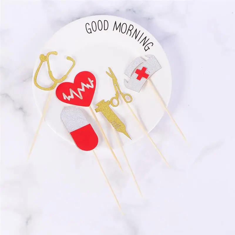 72 шт. больничные топперы на торт для вечеринки медсестры кепки стетоскоп бумага