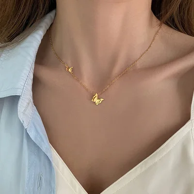 

2021 New Jewelry Fashion Hipster Cold Wind Butterfly Pendant Necklace For Charming And Pretty Ladies Clavicle Chain Accessories