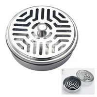 round mosquito coil holder stainless steel mosquito coil disk portable mosquito coil tray with hollow cover for home outdoor