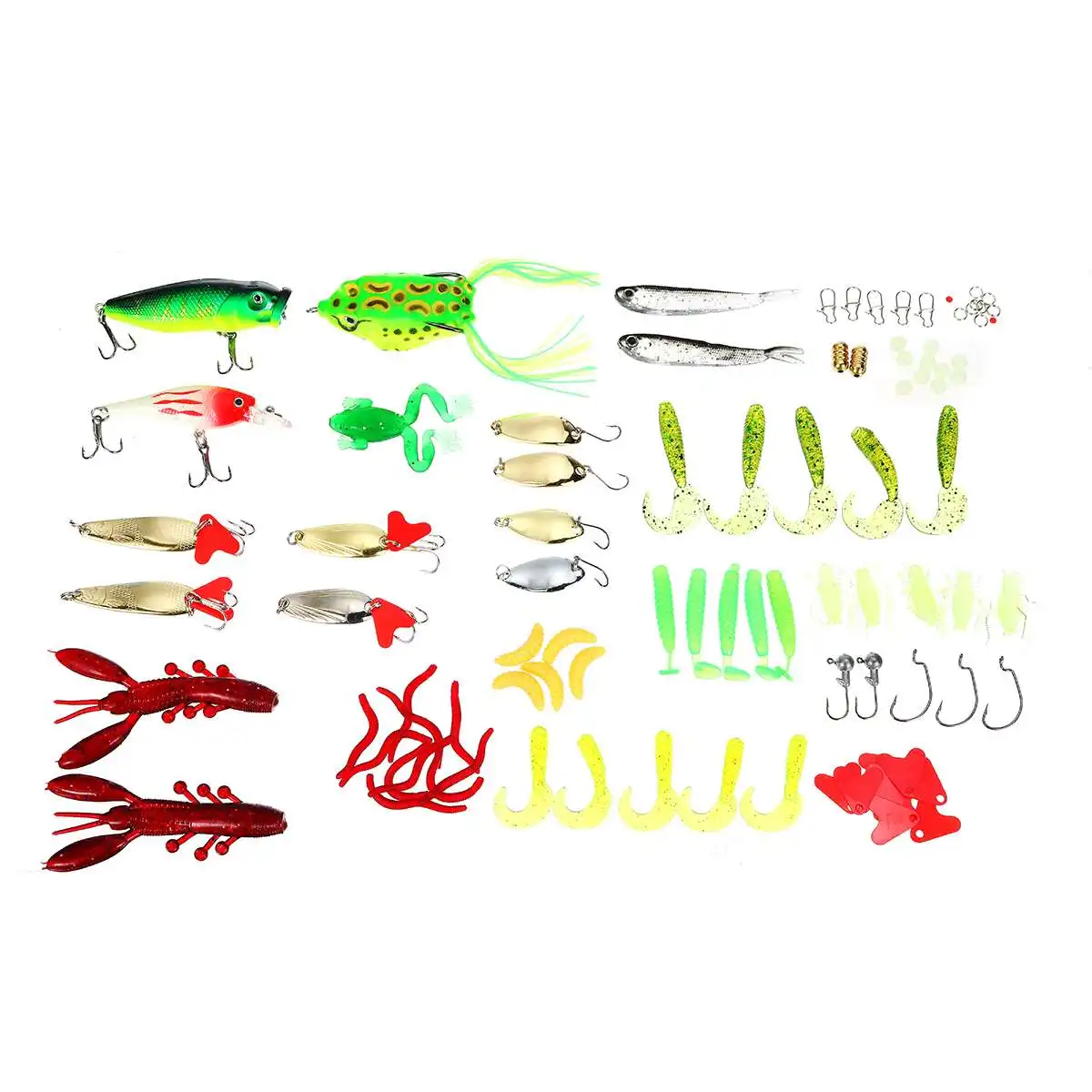 

94Pcs Fishing bait kit Mixed Fishing Lure Kits Metal Bait Soft Lure Kit Tackle Wobbler Fish simulation Minnow Hard Baits Sets