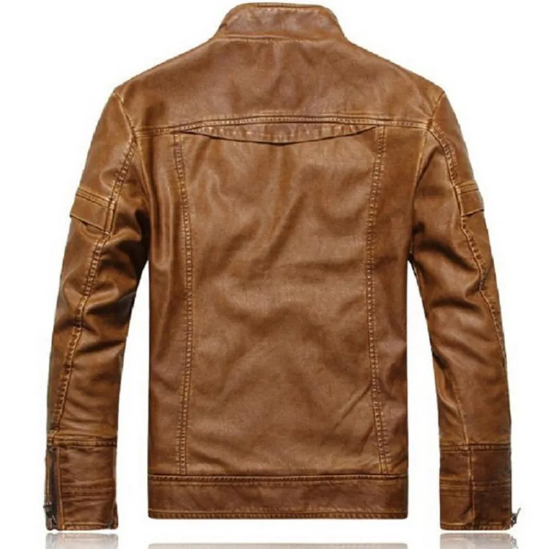 Мужская кожаная куртка из ПУ кожи однотонная ветрозащитная Осень зима|men leather