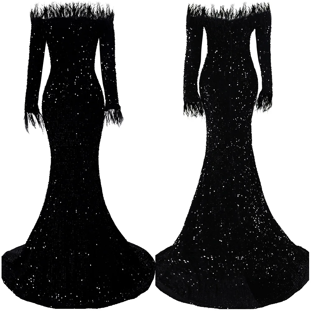 

Halloween Black Witch Dress Cosplay Costumes Medieval Masquerade Dress Suit Adult Women Black Sequins Feathers Fancy Maxi Dress