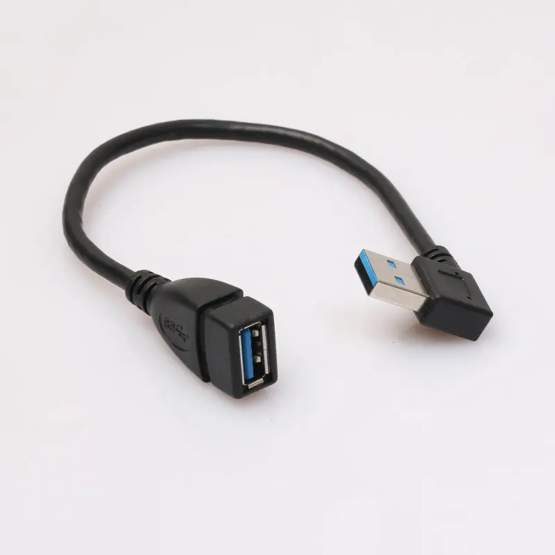 1 шт. 480 Мбит/с USB 3,0 Прямоугольный удлинитель 90 градусов адаптер «Папа-мама» шнур USB кабели высокое качество