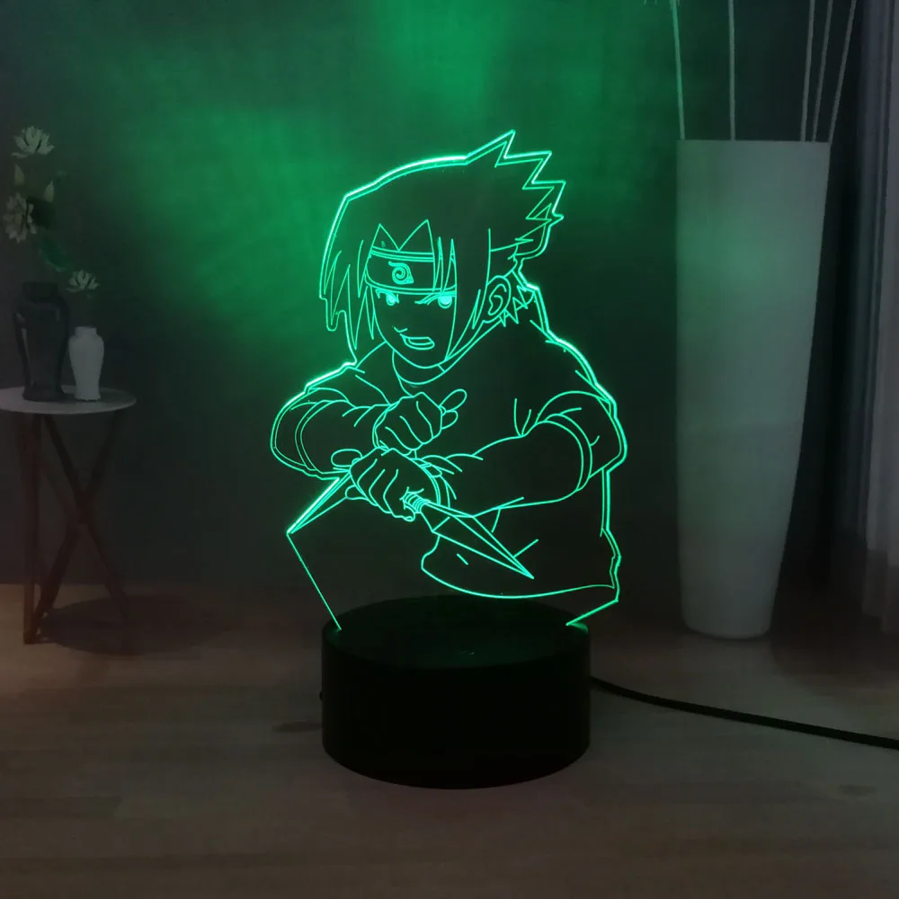 Наруто 3D настольная лампа Uzumaki USB пульт дистанционного управления светодиодный