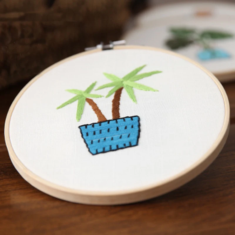 

DIY Embroidery Flower Handwork Needlework for Beginner Cross Stitch Kit Ribbon Painting Embroidery Hoop Home Decoration