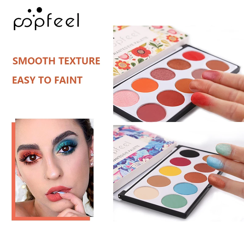 POPFEEL 10 цветов Смоки макияж глаз тени для век Палитра Тени нюдовая пудра + блеск