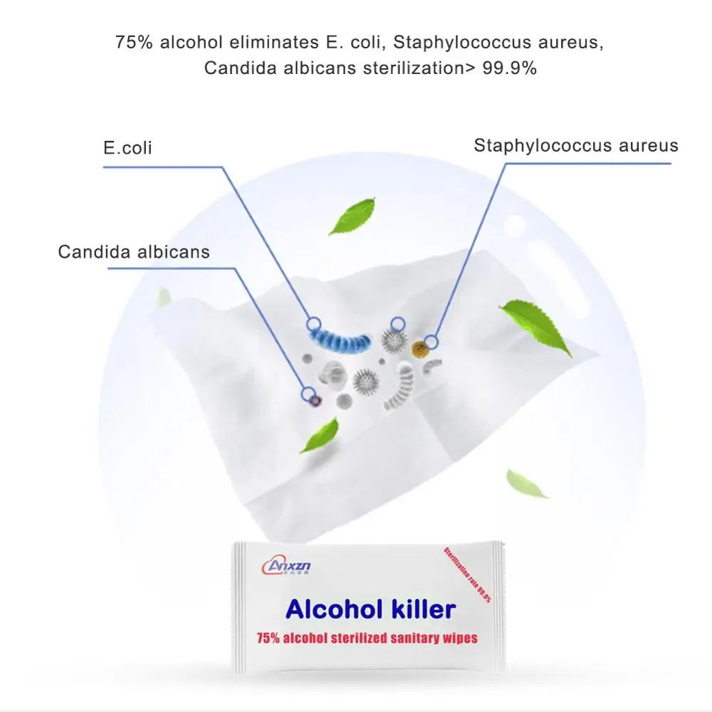 

80 Pcs Single Independent Wet Wipes Disinfection Sterilization 75% Alcohol Wipes for Antibacterial Cleaning Protection