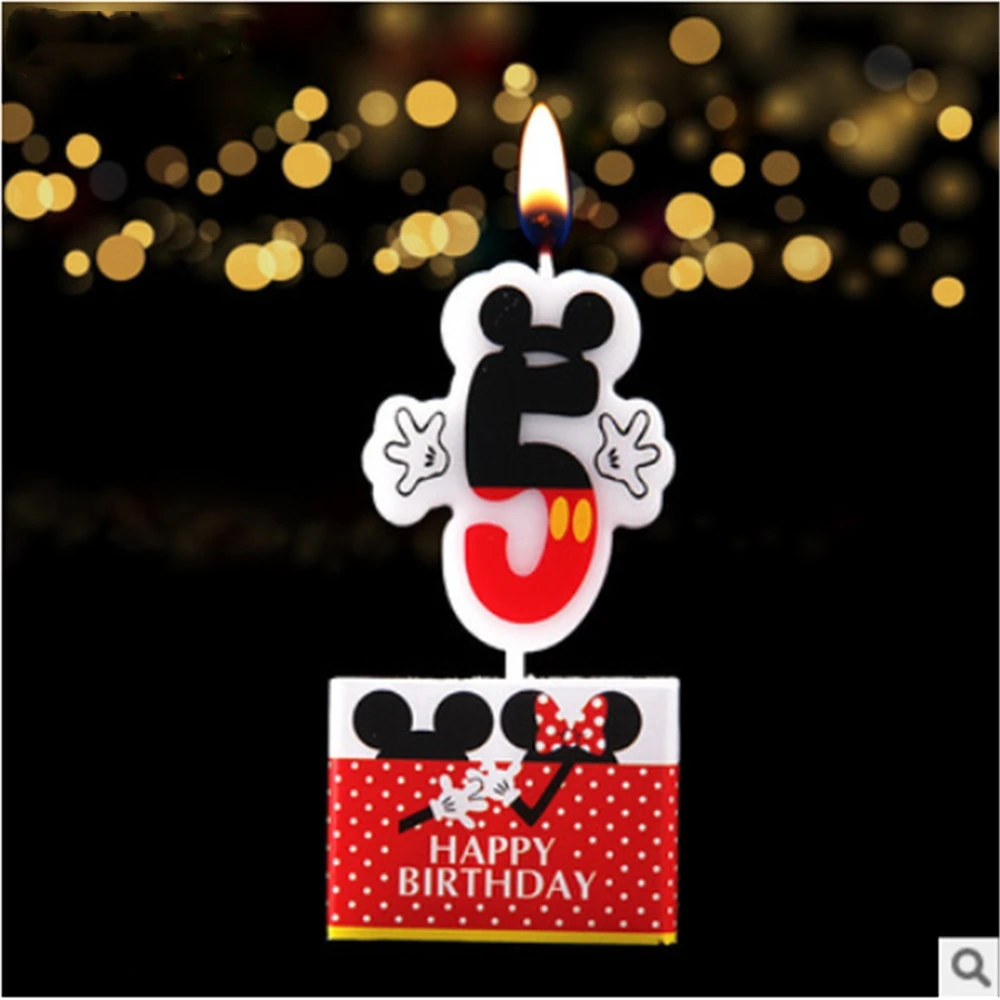 Юбилейные вечерние свечи с 5 номерами для торта Микки Маус Детские сувениры