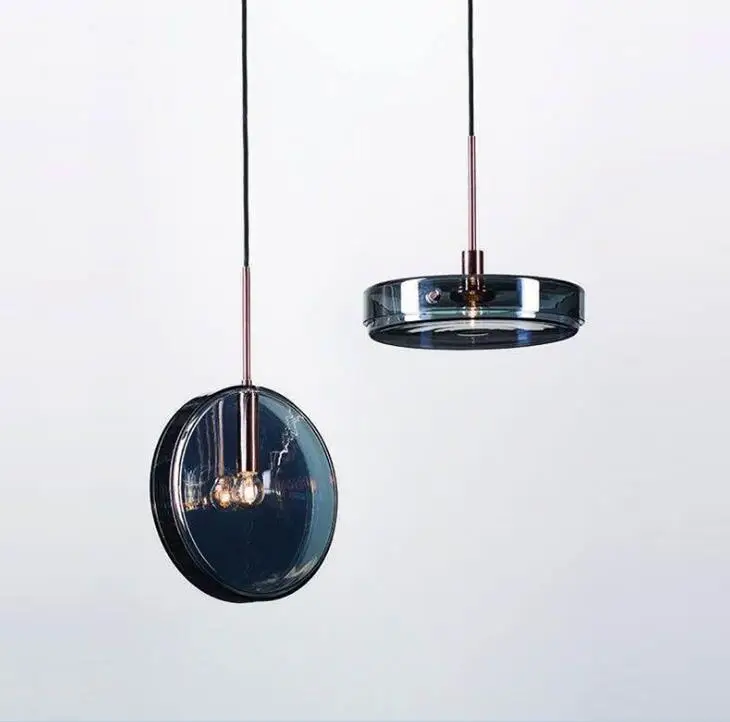 Синяя простая креативная стеклянная лампа в скандинавском стиле для бара