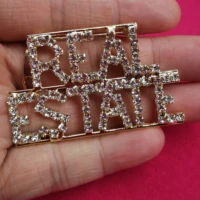 grandbling occupations theme crystal brooch real estate word lapel pin unique professions gift