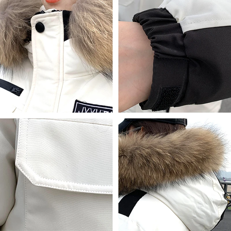 

Safari Style Women's Winter Long Jacket Patchwork Hooded Long Parkas Woman With Fur Collar Thick Loose Cotton Padded Outwear