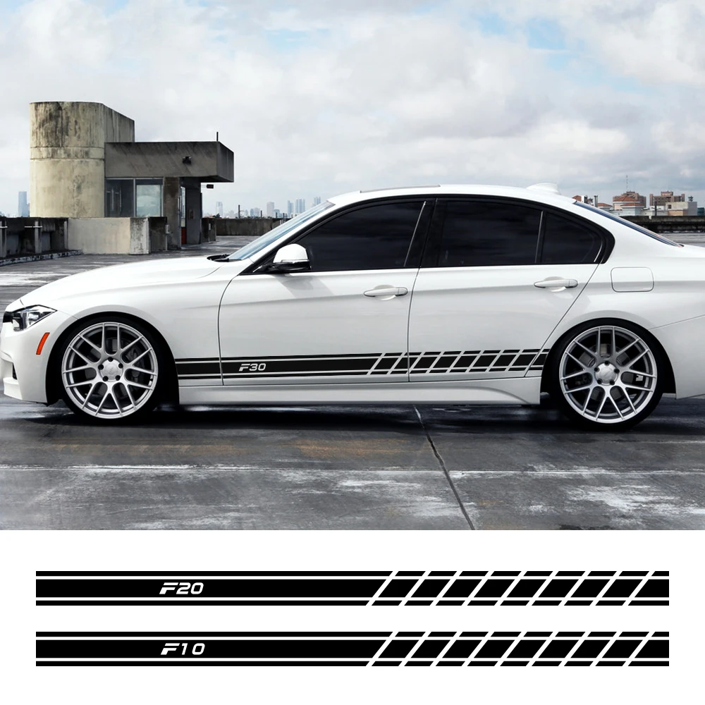 Для BMW F26 F30 F31 F32 F33 F34 F35 F45 F46 F48 F80 F82 F85 F87 Авто боковой двери юбка в полоску комплект