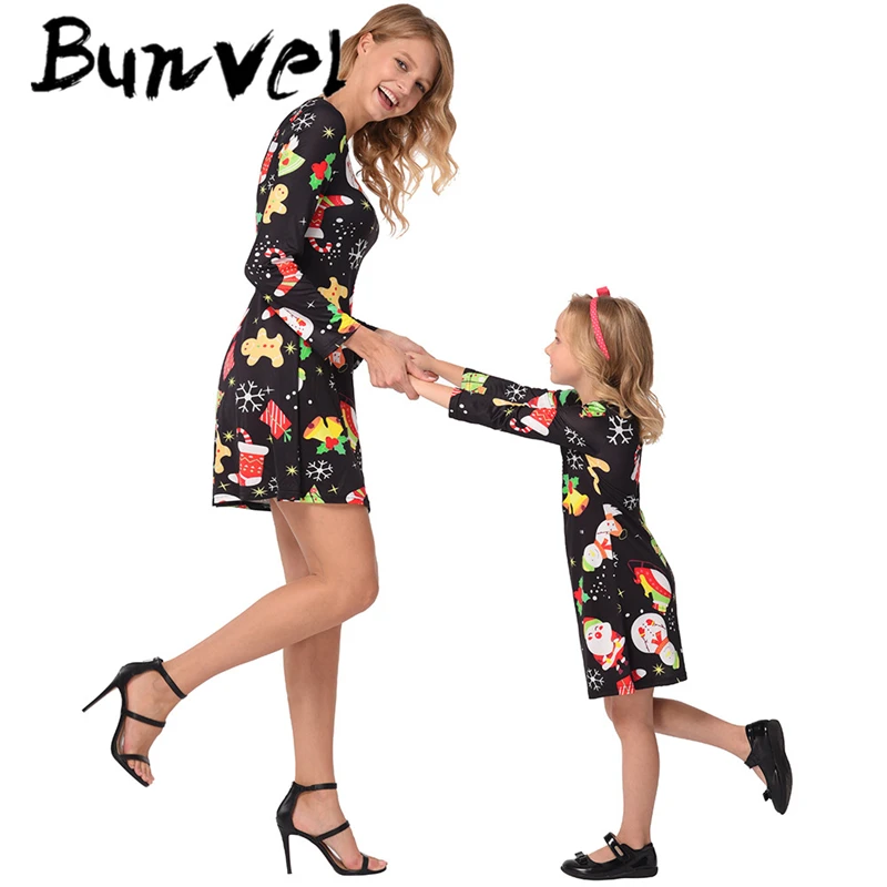 Bunvel/одежда Мама и я рождественские платья для малышей мамы дочки зимнее платье с