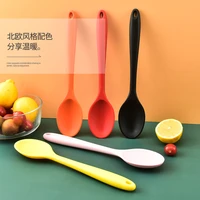 5 color food grade silicone long handled soup spoon solid color kids spoon kitchen silicone spoon flatware utensils accessories