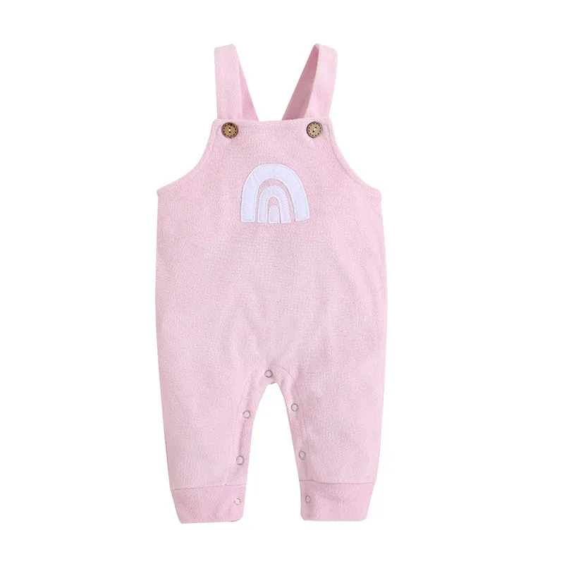 

Newborn Babe Girls Straps Romper Overalls Summer Rainbow Printed Sleeveless Jumpsuits Playsuits With Buttons Cute Kids Clothes