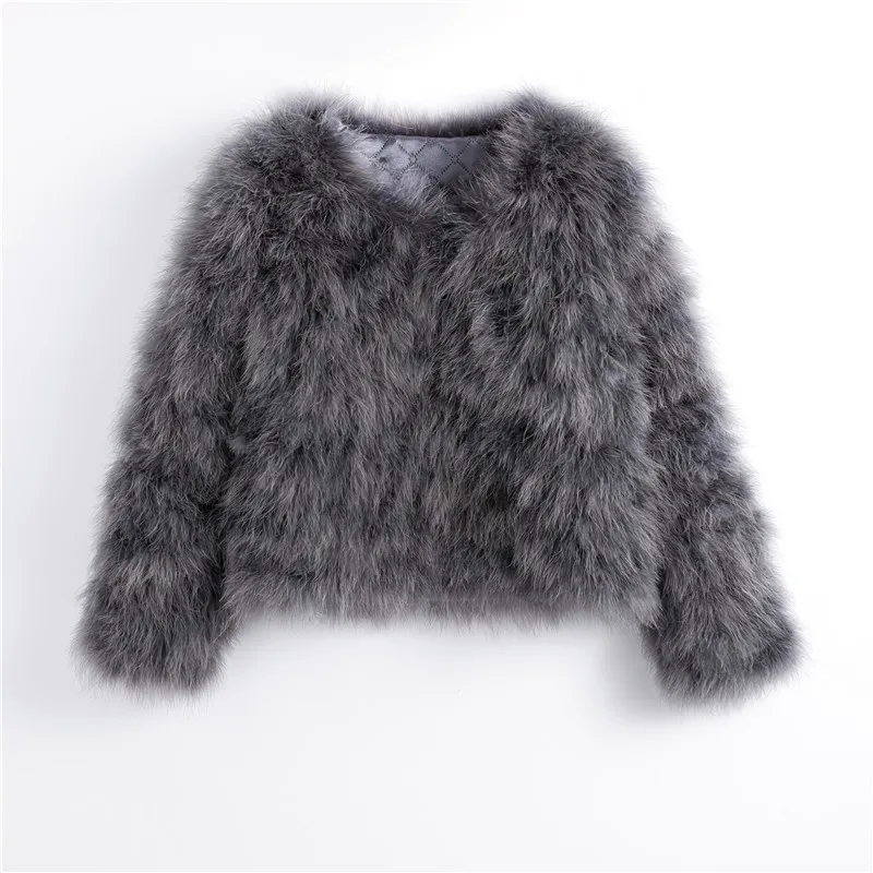 dark grey Pudi, новинка, Женское пальто из натурального меха страуса карамельного цвета, Женское пальто из турецкого меха,, повседневная короткая куртка-парка CT902 - Цвет: dark grey