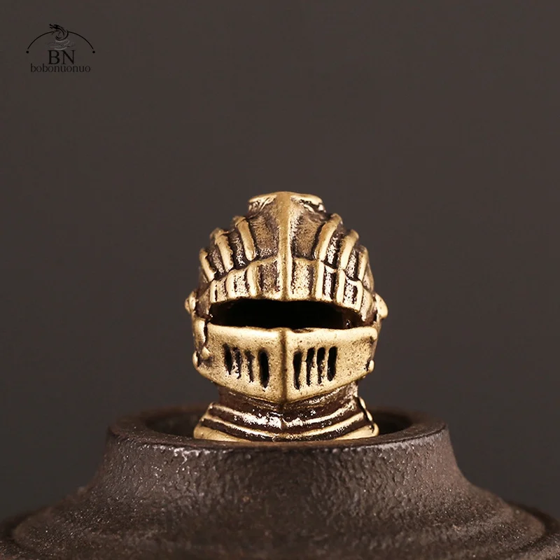 Samurai Face Helmet Miniatures Figurines Brass Knife Beads DIY Lanyard Pendants Jewelry Handmade Umbrella Rope Hanging |