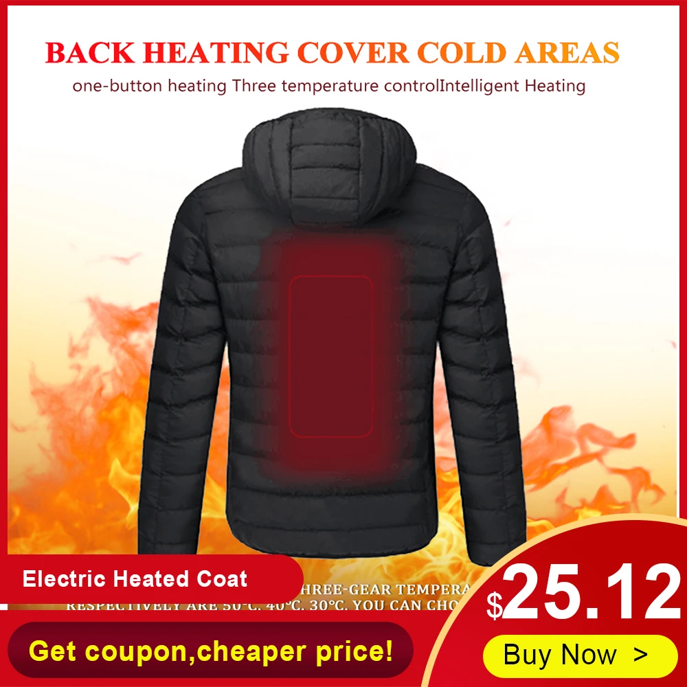 Новое зимнее пальто с электроподогревом и USB портом куртка капюшоном мягкой