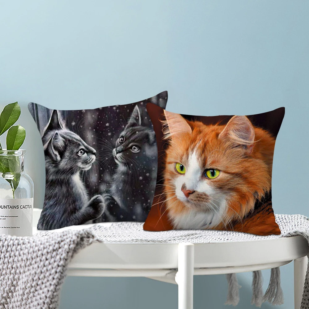 

Fuwatacchi Cute Cat Cushion Cover For Children Decorative Cushion Covers for Sofa Throw Pillow Car Chair Decor Pillow Case 2019