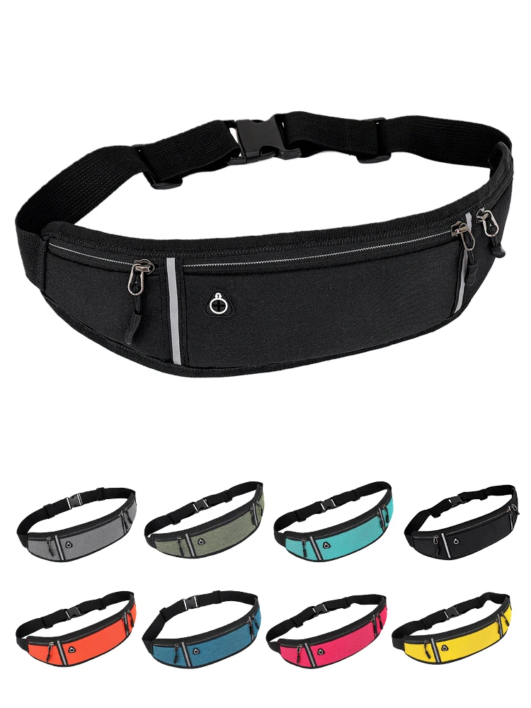 

New Running Waist Bag Men Women Mobile Phone Pockets Waterproof Belt Bags with Reflective Strips Outdoor Sports Accessories