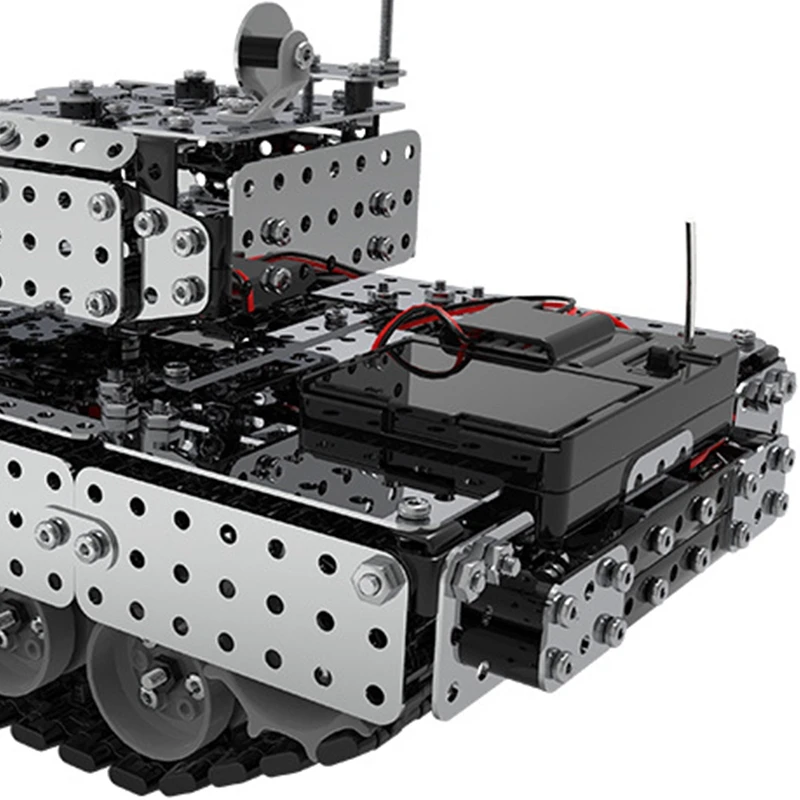 

2.4G RC Tank DIY embly Set Stainless Steel Remote Control Model Toy Built-In 3.7V 300MAh Lithium Battery