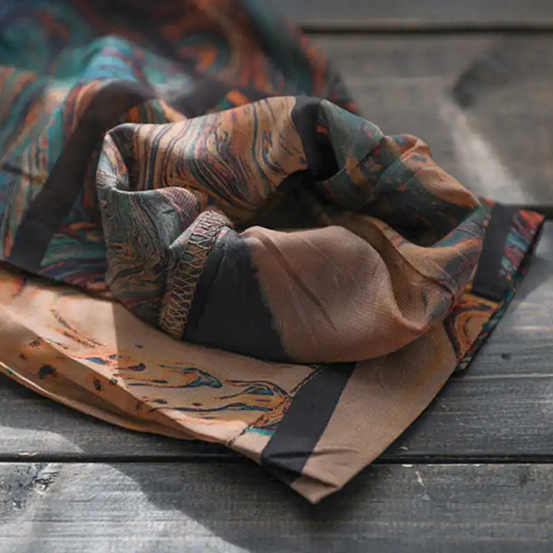 

IEQJ Vintage Casual Women Blouse New Lapel Collar Long Sleeve Single Breasted Loose Panelled Print Shirt Spring Autumn 2021