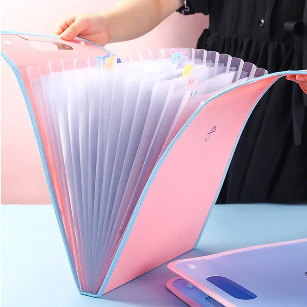 

Light Color Vertical Organ Bag Folder Portable Information Book Innovative Bill Paper Clip Candy Color Simple A4 Organizer Paper