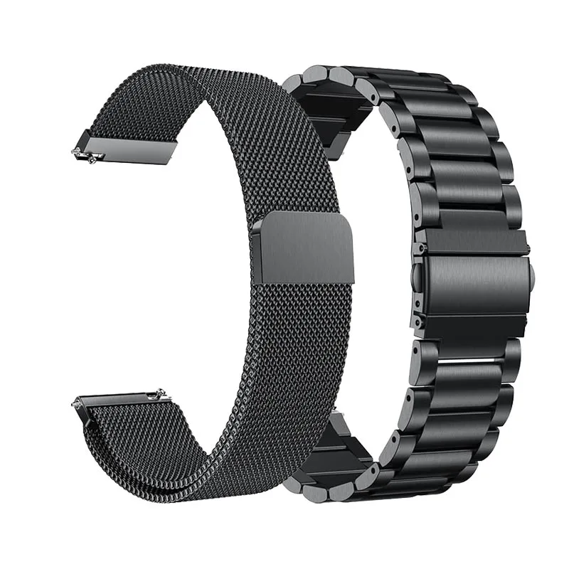 black-m black-s Металлический ремешок из нержавеющей стали для Amazfit GTR 47 для Xiaomi Huami Amazfit Stratos 2 2S Ремешок для браслета ремешок для умных часов - Цвет ремешка: black-m black-s