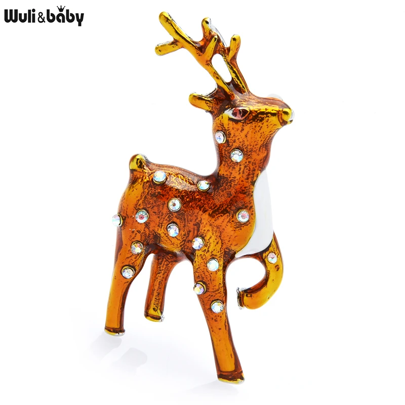 

Wuli&baby 4-color Enamel Lovely Deer Brooches For Women Men New Year Christmas Animal Brooch Pin Gifts