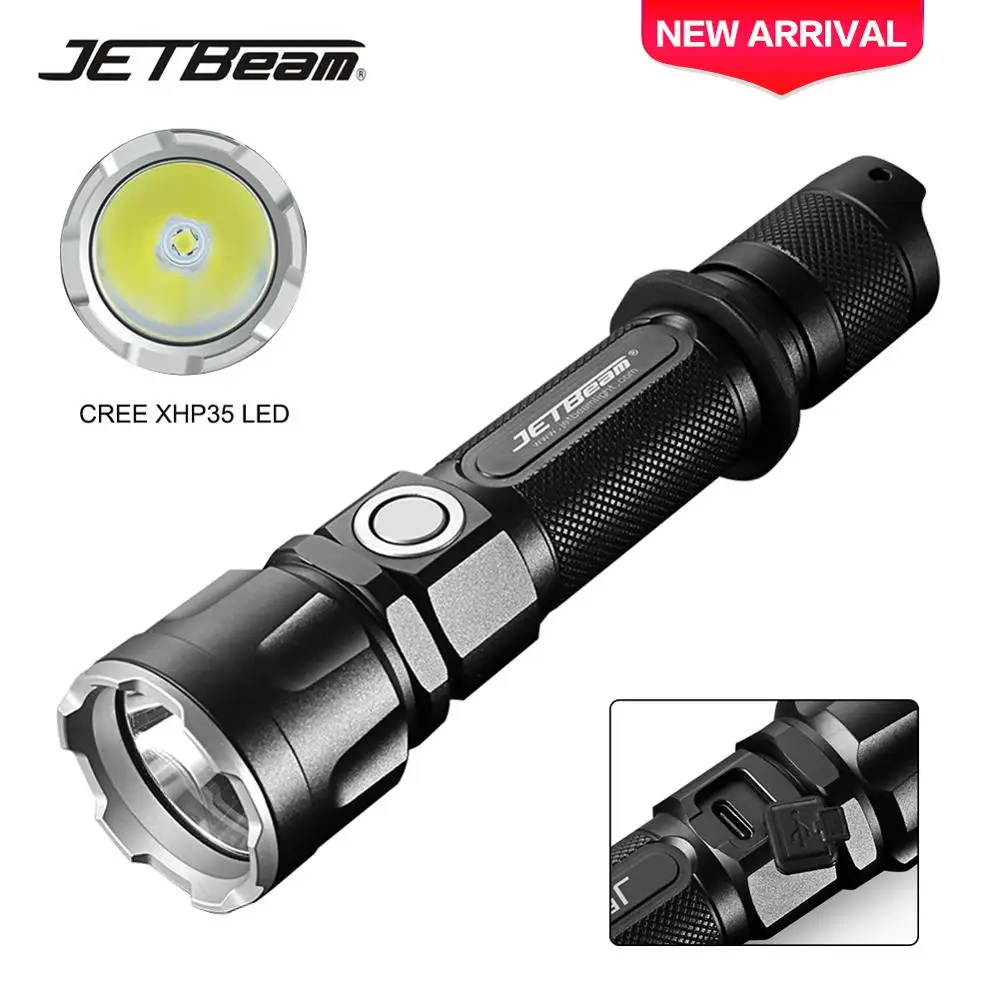JETBeam IIIMR 2000LM высокомощный светодиодный фонарик для военной полиции с зарядкой от USB, Тактический Полицейский Фонарь для безопасности
