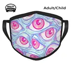 Синяя уличная маска на лицо с изображением стены глаз в детском стиле для езды на велосипеде, рыбалки, мотоцикле, ведьмы, оккультная магия, страшное кавайное Пастельное оформление