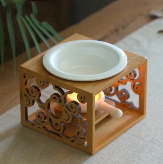 Бамбуковая рамка ароматическая лампа масляная печь горелка подсвечник ваза для