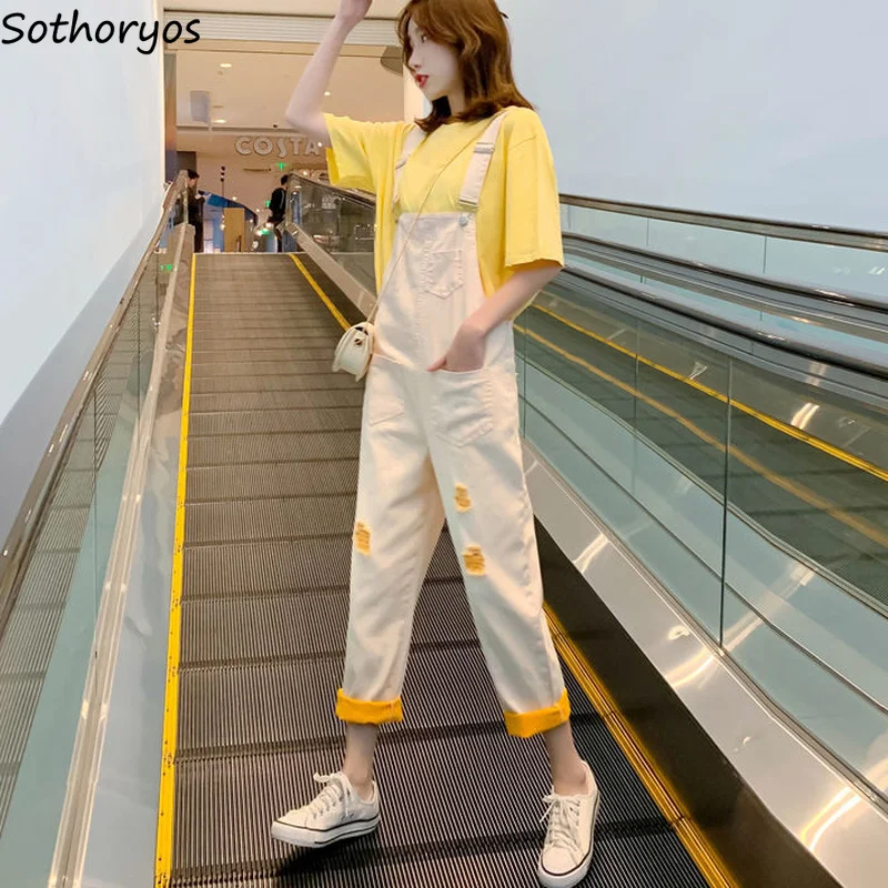 Женские джинсовые комбинезоны до щиколотки винтажные рваные модные