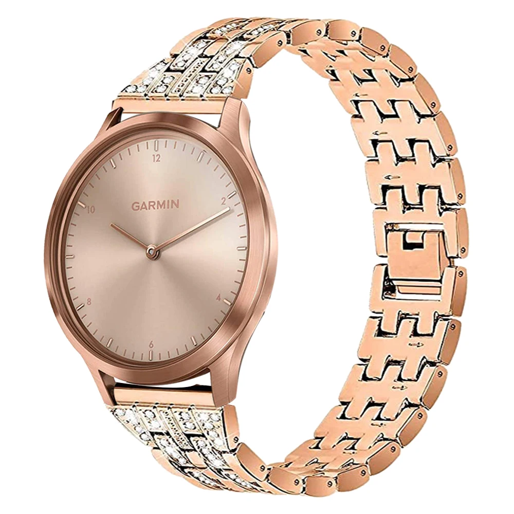 

20mm 22mm Bling Strap Compatible Garmin Watch Vivoactive 4 3 Garmin Vivomove HR Active Watch Jewelry Metal Wrist Strap Diamond