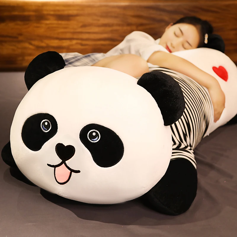 Милая яркая забавная панда с бамбуковыми листьями плюшевые игрушки мягкие