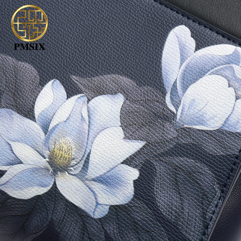 

PMSIX Luxury Cow Leather Handbags for Women Printing Ladies Shoulder Bags Tote Bag Navy Blue Crossbody Bags Top Handbags 2020