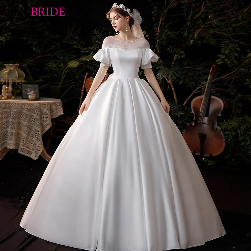 

Satin main wedding dress 2021 new style simple super fairy dream French Hepburn style retro style sweet temperament