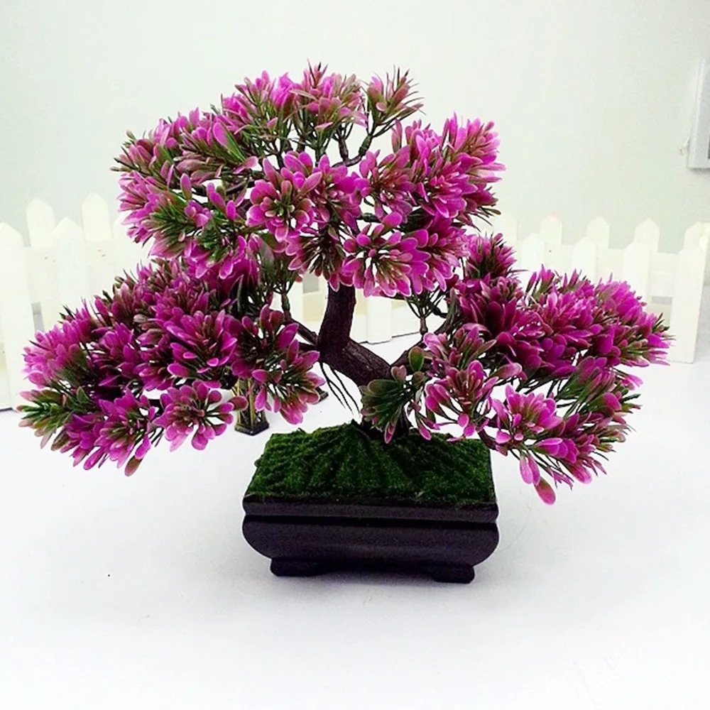Red Bonsai Искусственный бонсай дерево декоративные растения для аквариума зеленые пластиковые растения сосны украшения дома сада - Цвет: Red Bonsai