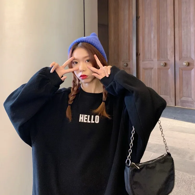 

EX502 women 2021 new Autumn wild design sense lazy long-sleeved Sweatshirts