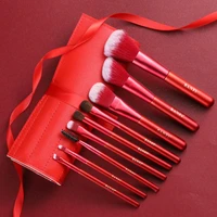 banfi 9 pcs red makeup brushe long wood style lash brush makeup tools shadow brush edge brush eyebrow brush angled