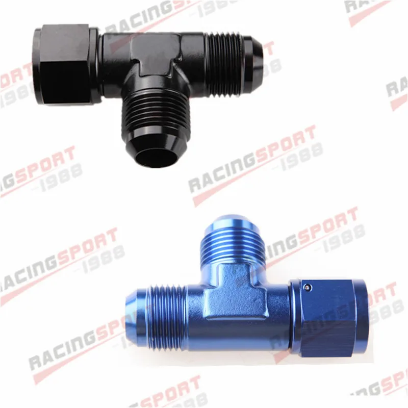 

AN4 AN6 AN8 AN10 AN12 Female To AN4 AN6 AN8 AN10 AN12 Male Swivel On Run Tee Fitting Adaptor Aluminum Black/Blue