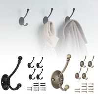 5pcs heavy duty coat hooks with screws wall mounted european vintage bronze black hat hanger cabinet door clothes hook hardware