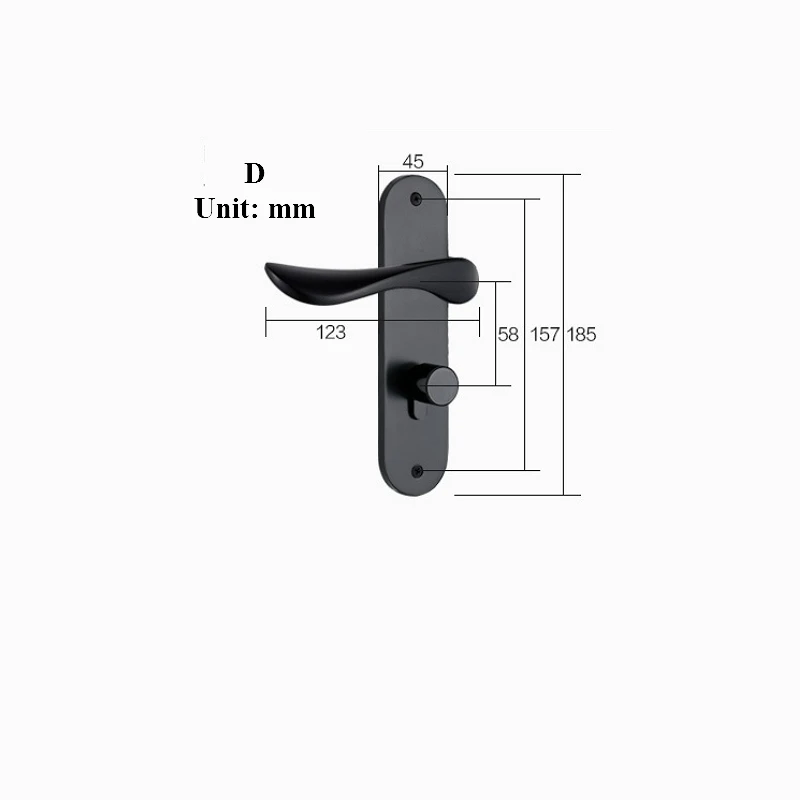 D Черный дверной замок, алюминиевая древесина, бесшумный дверной замок, спальня, минималистичный замок с внутренней дверной ручкой, цилиндр, замок на сумку - Цвет: D