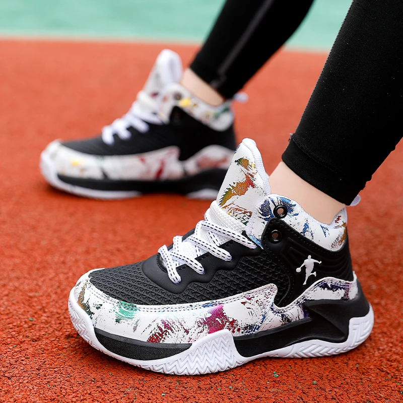 

2021 New Boys Basketball Shoes for Kids Sneakers Thick Sole Non-slip Children Sports Shoes Child Boy Basket Trainer Shoes