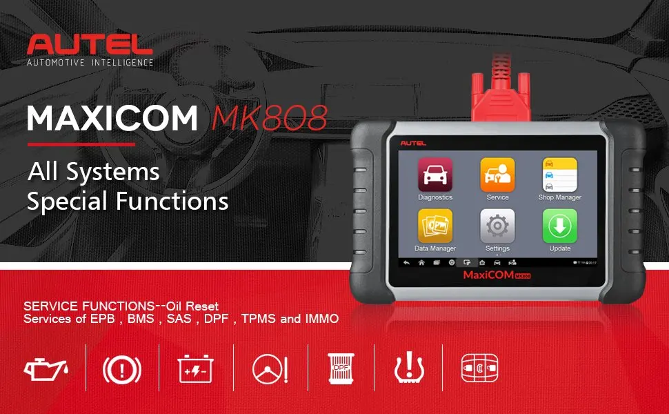 Autel MaxiCom MK808 MX808 диагностический инструмент автомобильный OBD2 сканер анализатор двигателя вся система OBD2 диагностический сканер ключ программист