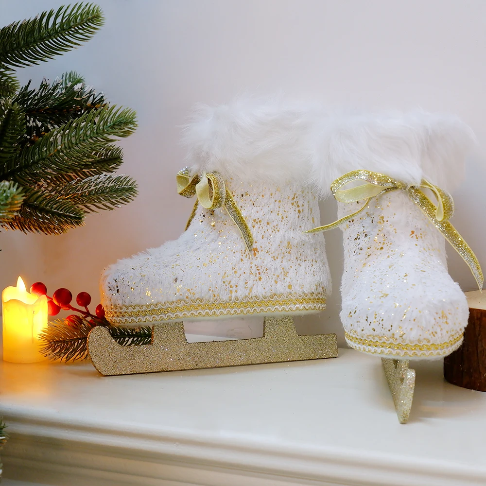 ABXMAS 1 пара Рождественские елки коньки из пеньковой веревки украшения для дома